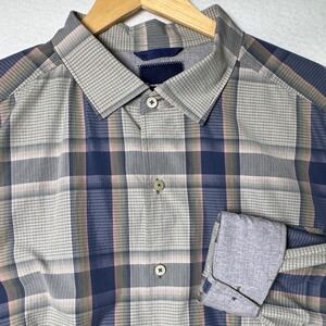 Tommy Bahama Mens XL Silk Blend Plaid Long Sleeve Button Front Resort‎ Shirt